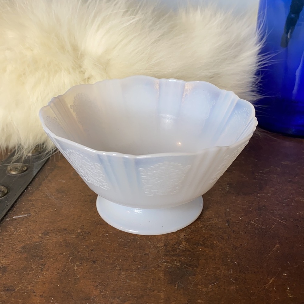 . Antique White Opaline Bowl - Opalescent Milk Glass Bowl - Picture 3 of 10